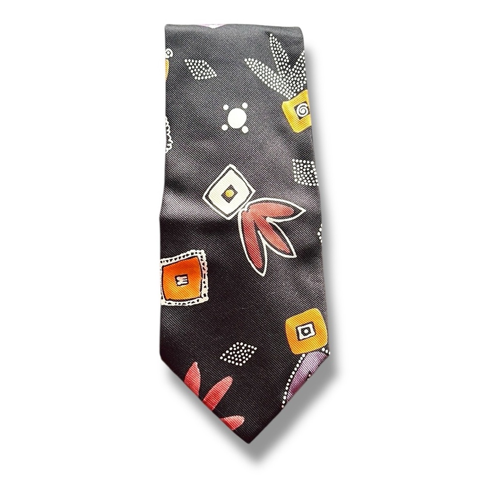 Timney Fowler London 90s Abstract Print Silk Tie Men's Black Red